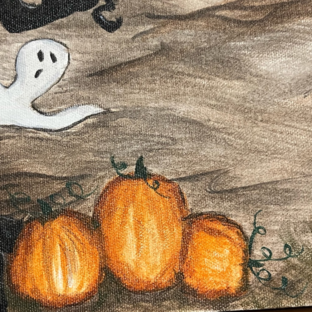 Original Art Painting 2009 Halloween Folk Art Hand Painted 16x20” Display Mural - Picture 14 of 16